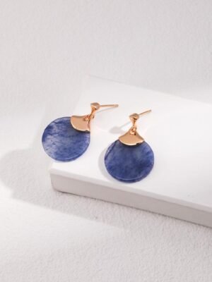 Blue Aventurine Drop Earrings - Guan Yin