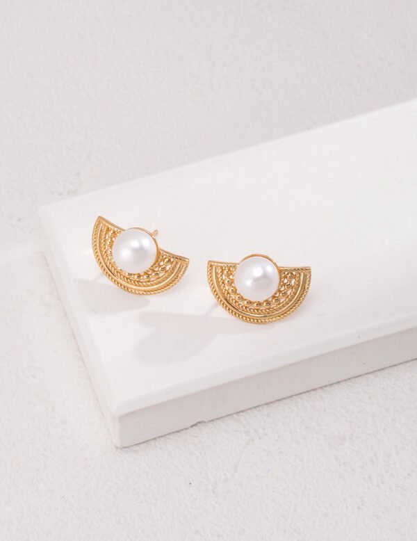 Open Fan Pearl Earrings - Lakshmi