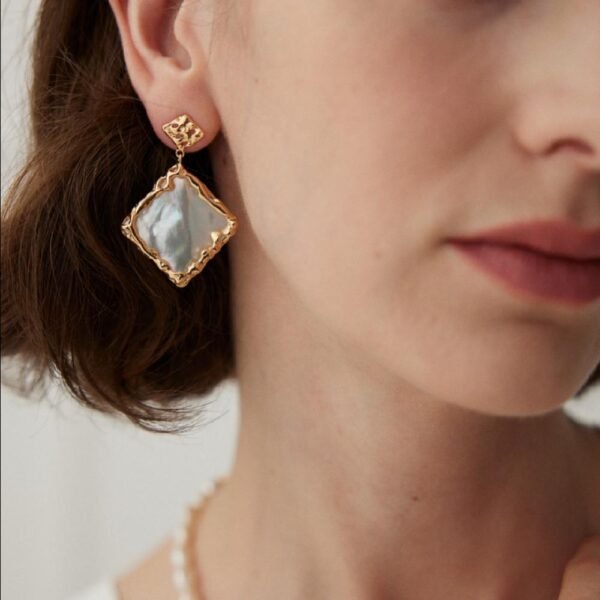 Artsy Mother-of-pearl Drop Earrings - Athena